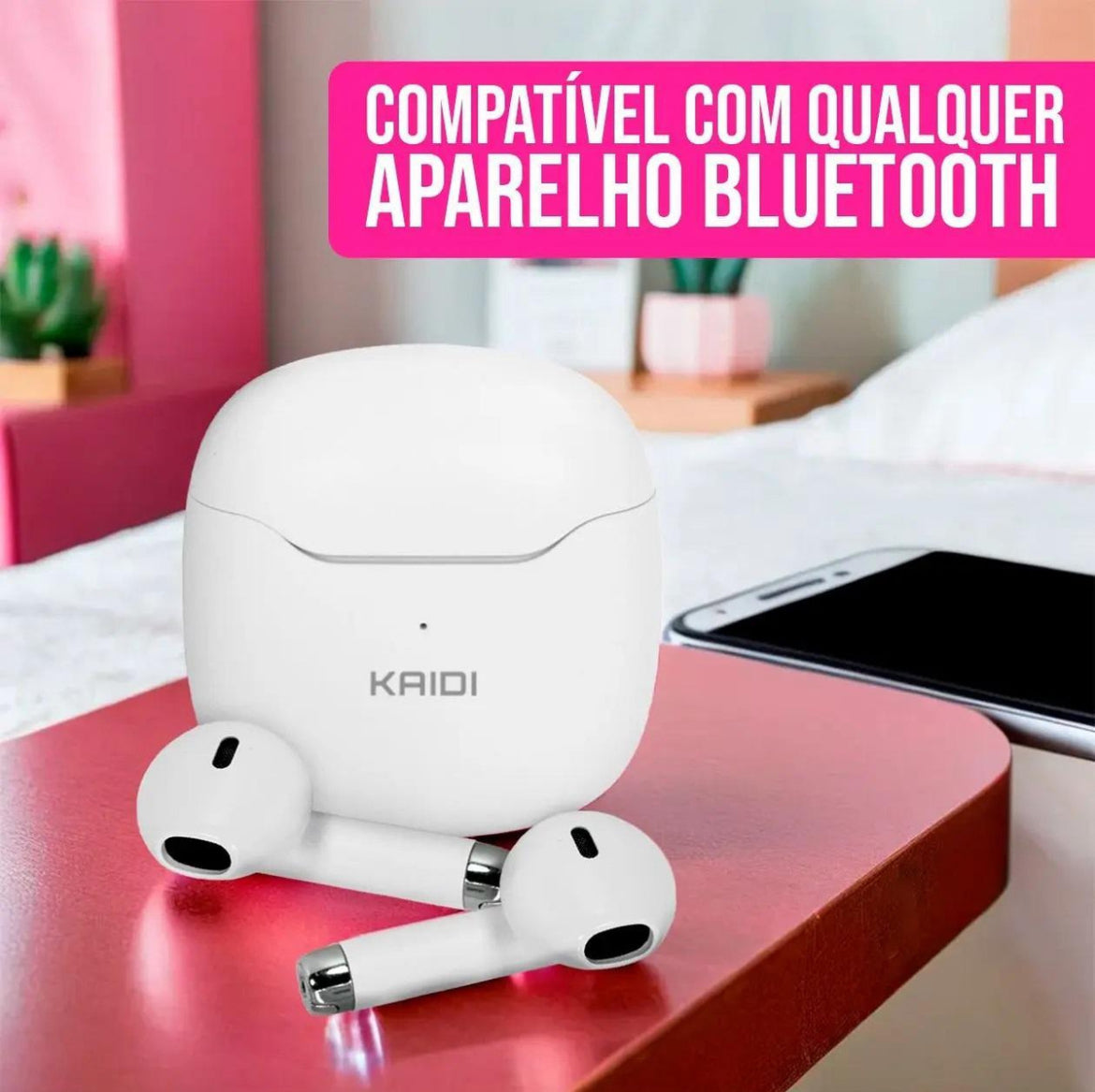 Fone de Ouvido Sem Fio Kaidi Som Potente Conforto e Qualidade