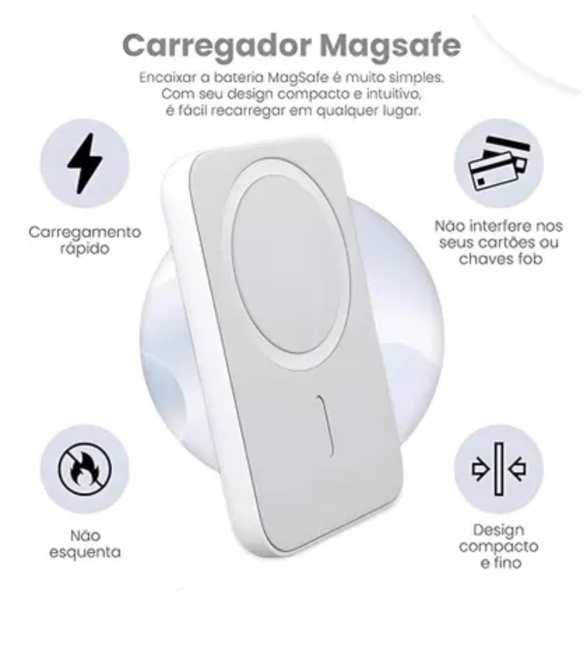Carregador Bateria MagSafe 5000mAh Portátil e Magnético