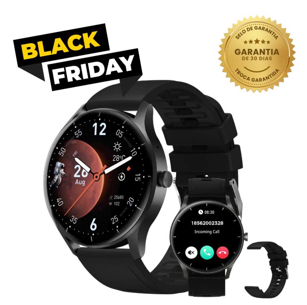 Smartwatch PEJE ZW02 – Tela Redonda AMOLED GPS Integrado Compatível com Android e iOS