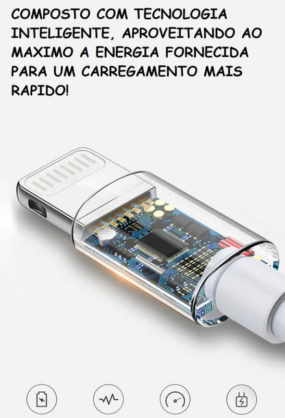 Cabo Apple USB Lightning 1 Metro Carregamento Rápido e Sincronização