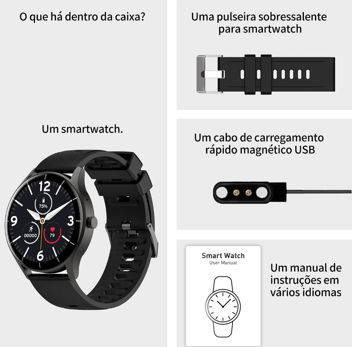 Smartwatch PEJE ZW02 – Tela Redonda AMOLED GPS Integrado Compatível com Android e iOS