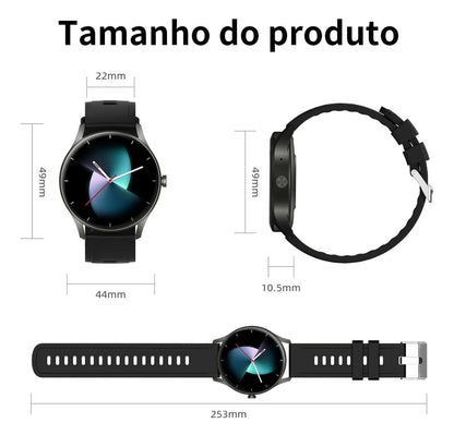 Smartwatch PEJE ZW02 – Tela Redonda AMOLED GPS Integrado Compatível com Android e iOS