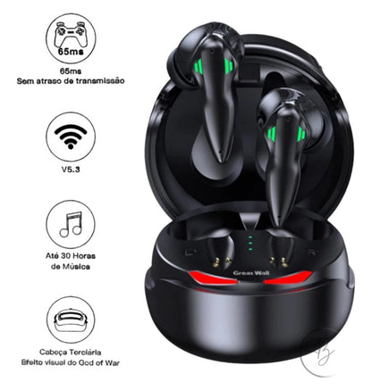 Fone de Ouvido Bluetooth Sem Fio Gamer Kaidi Com Microfone