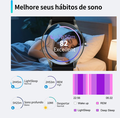 Smartwatch PEJE ZW02 – Tela Redonda AMOLED GPS Integrado Compatível com Android e iOS