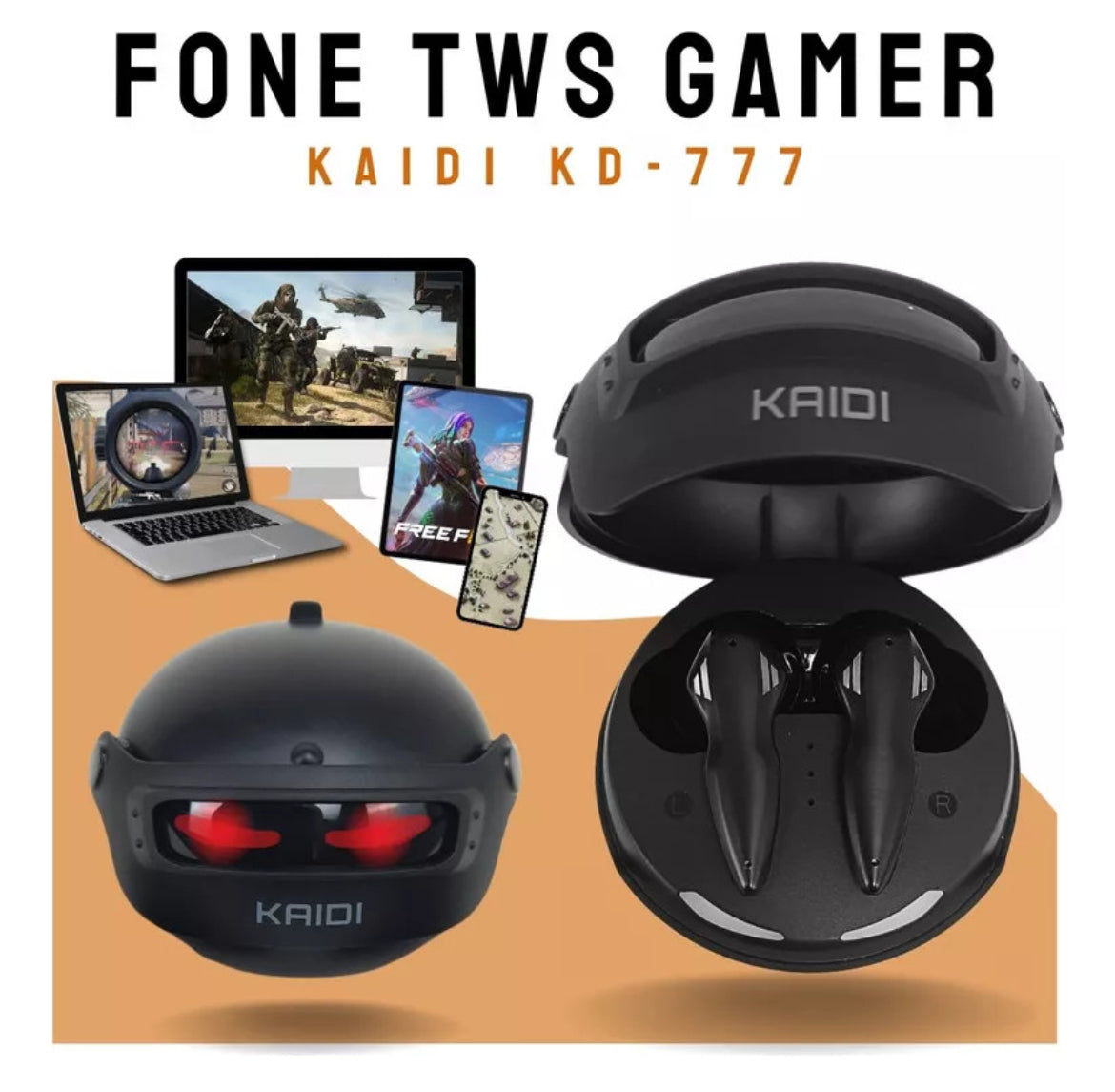 Fone de Ouvido Bluetooth Sem Fio Gamer Kaidi Com Microfone